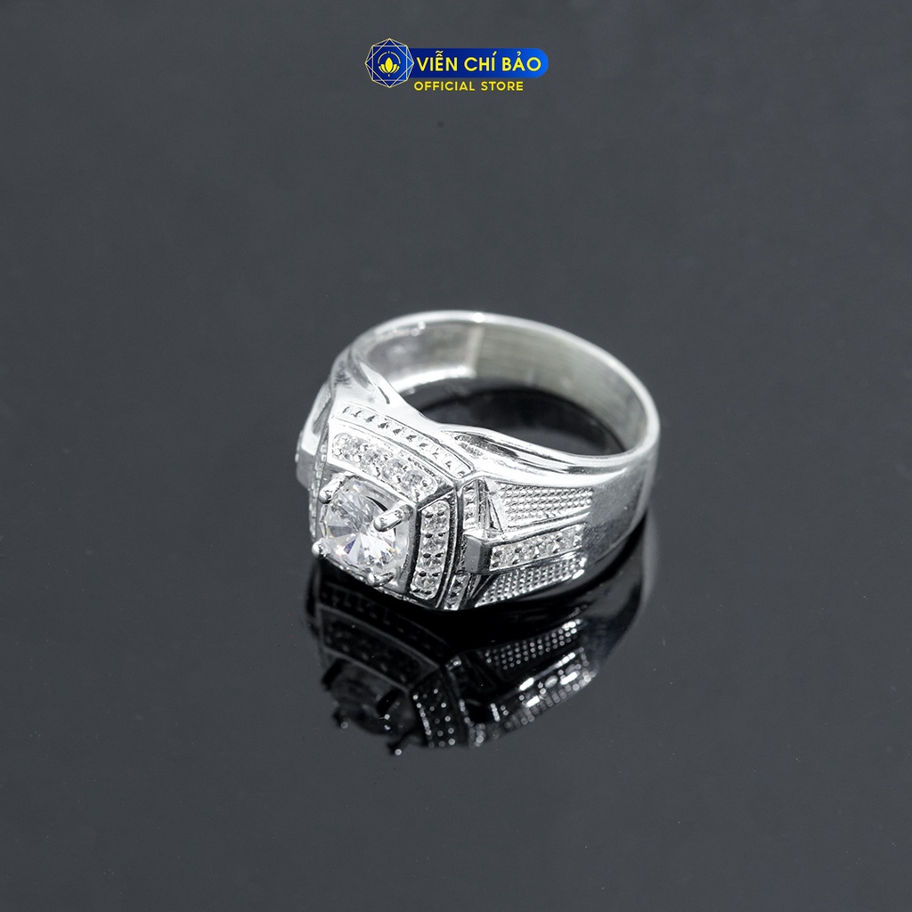 Nhẫn bạc nam đá tròn một hàng đá chất liệu bạc 925 thời trang phụ kiện trang sức Viễn Chí Bảo N300008