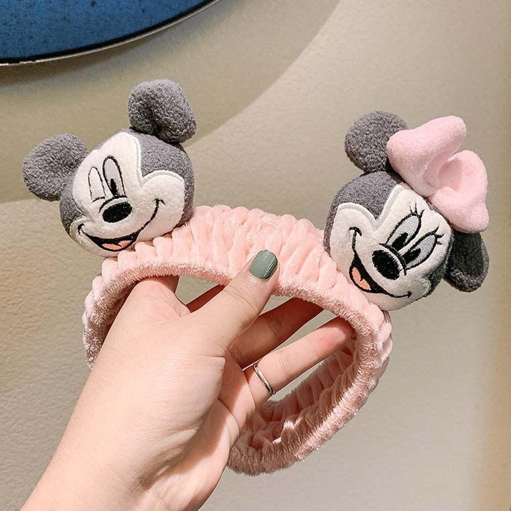Băng Đô Cài Tóc Rửa Mặt / Rửa Mặt Bằng Vải Bông Hình Mickey Minnie Dễ Thương Cho Nữ
