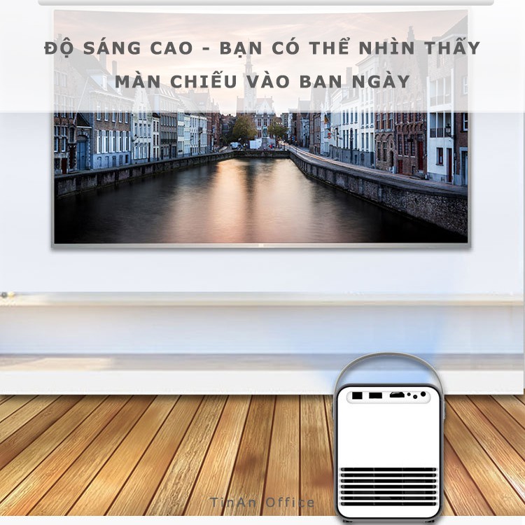 [Bluetooth-1080P thực] Máy Chiếu Smart Mini Tích Hợp  - Loa Stereo, Độ Phân Giải Cao, Chiếu Lên Đến 120 Inch