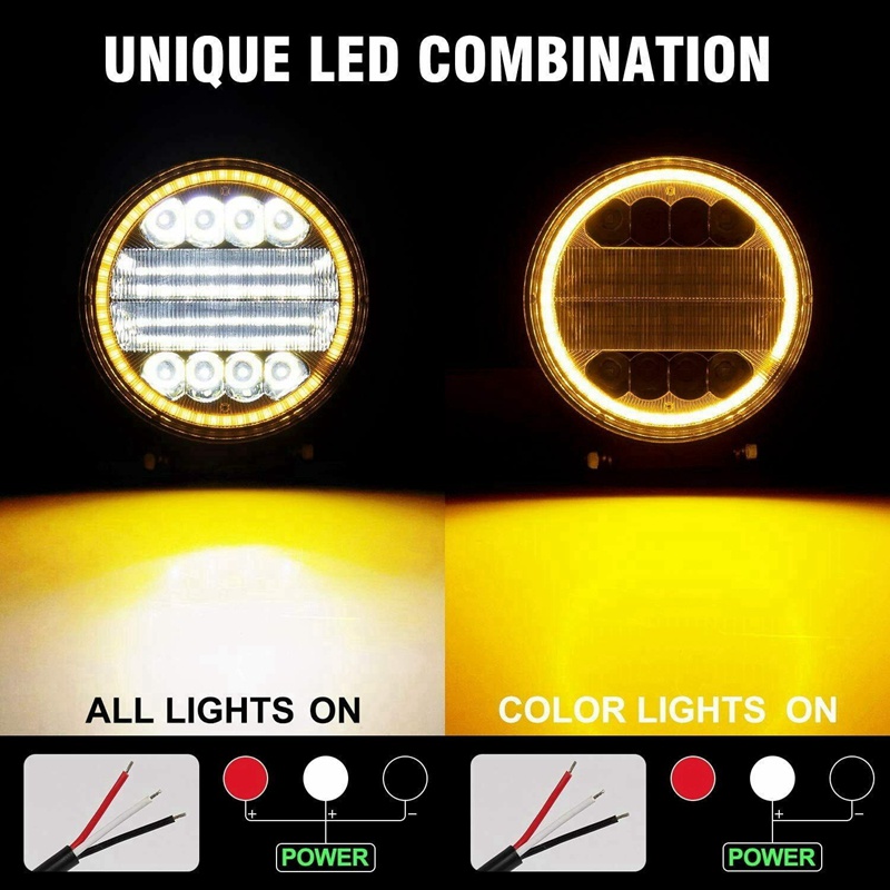 Bộ 2 Đèn LED Sương Mù 4 Inch Màu Hổ Phách Cho Xe Hơi