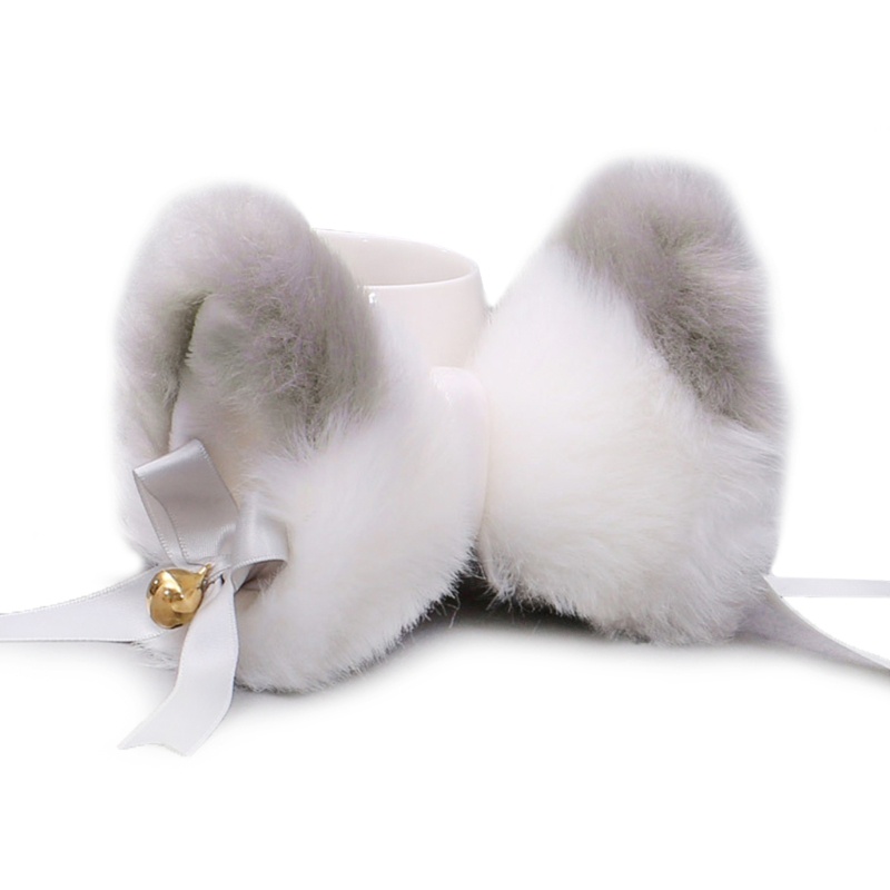 Kẹp Tóc Nơ Tai Mèo Phối Lông Hóa Trang Lolita Dễ Thương