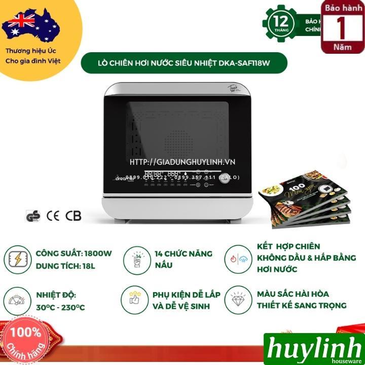 [Mã ELHAMS5 giảm 6% đơn 300K] Nồi chiên không dầu hấp hơi nước Dreamer DKA-SAF118W - 18 lít