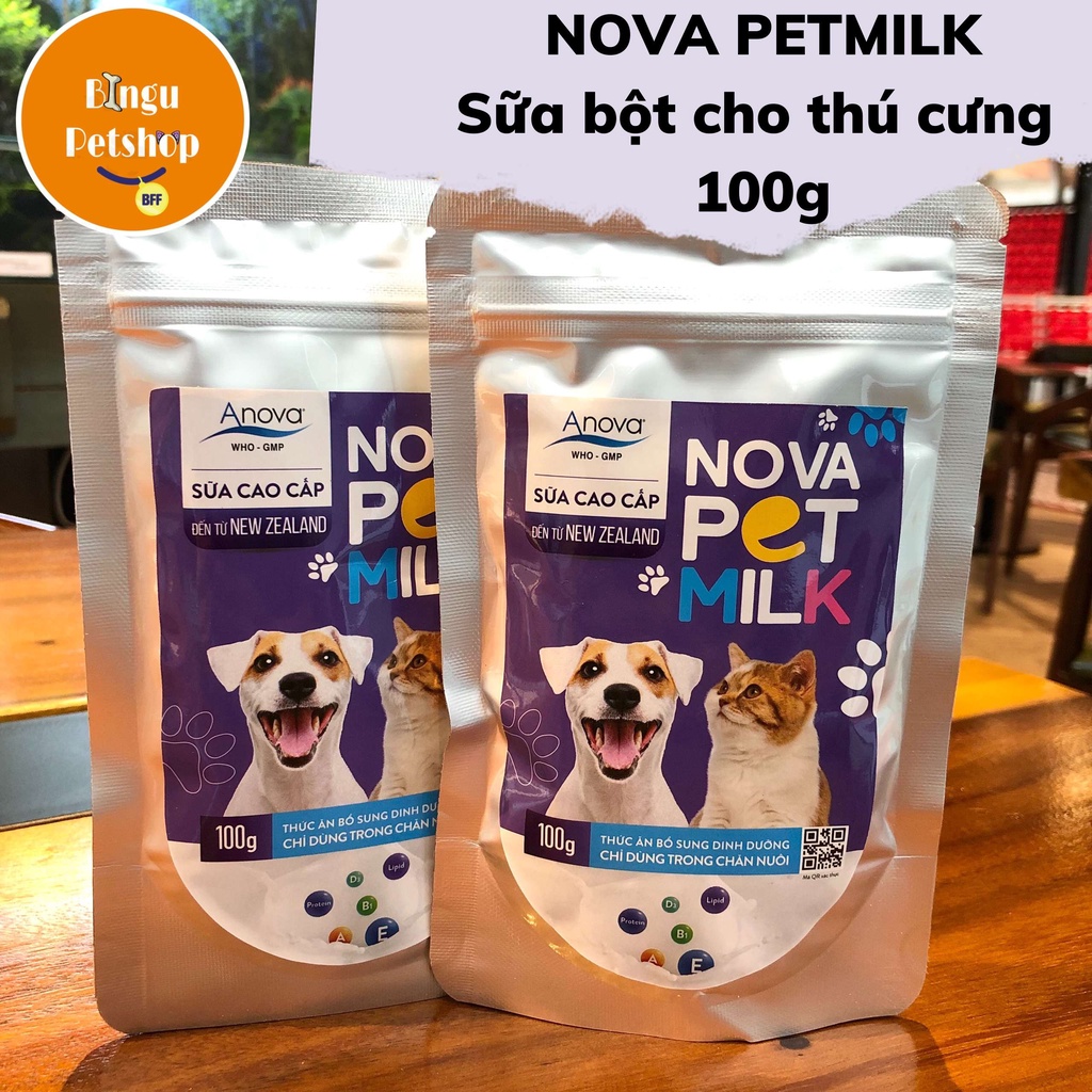 [Mã PET50K giảm Giảm 10% - Tối đa 50K đơn từ 250K] Nova Pet Milk - Sữa cho pet thú cưng, chó mèo gói 100gr