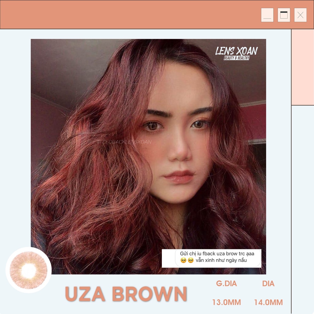 KÍNH ÁP TRÒNG UZA BROWN- HERA : LENS NÂU CAM TÂY KHÔNG VIỀN | LENS XOẮN