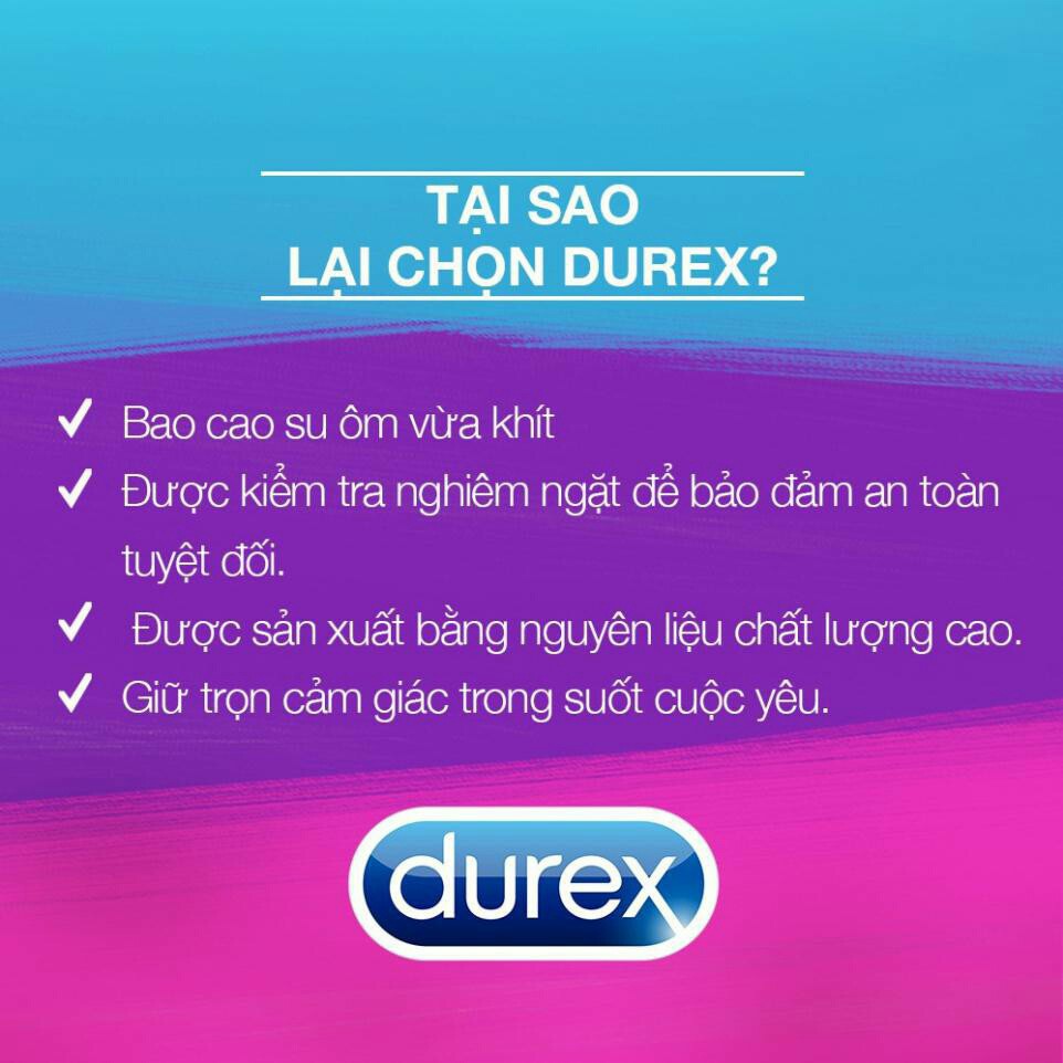 Bao cao su Durex Fetherlite Size 52mm - Hộp 03 cái - BCS Siêu mỏng (Kéo Dài thời gian yêu)