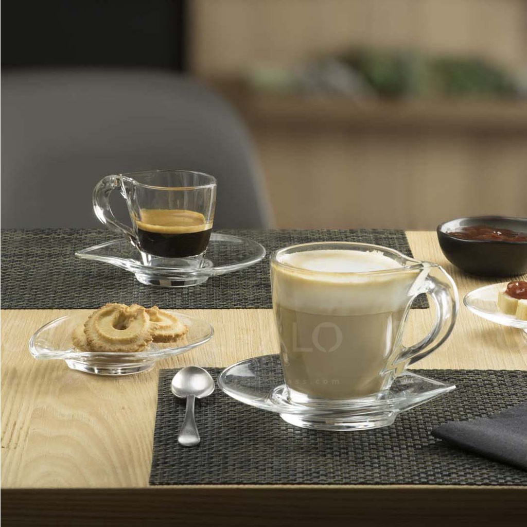 Tách đĩa pha lê RCR Happy &amp; Fusion Cappuccino - 190ml ~ 260ml [Made in Italy] - Chiếc lẻ