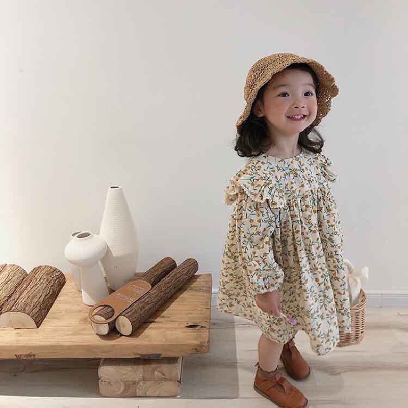 ĐẦM DÁNG BABY DOLL TAY DÀI CHO BÉ GÁI 1 ĐẾN 12 TUỔI