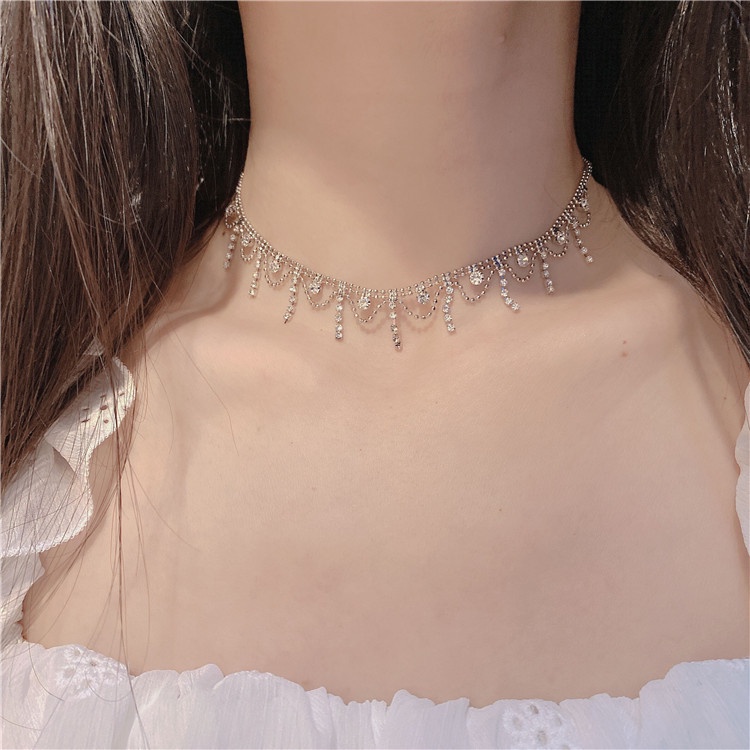 Vòng Cổ choker Ngắn Đính Tua Rua Phong Cách Hàn Quốc Dành Cho Nữ