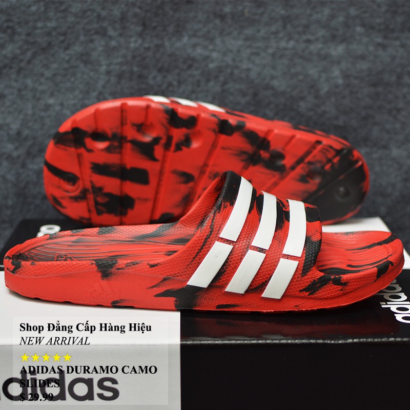 Dép Adidas Duramo Camo màu đen đỏ sọc trắng