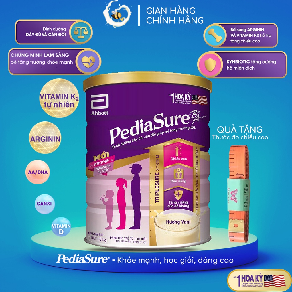 Sữa Bột Pediasure 400g Hương Vani Giúp Bé Tăng Cân nặng, Chiều Cao, Sức Đề Kháng BEE BEE MART