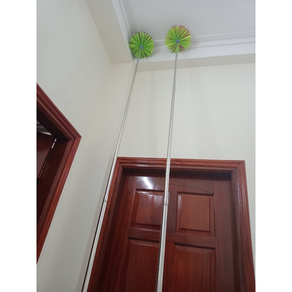 Chổi quét mạng nhện cây sào rút inox đa năng vệ sinh trần nhà đồ lau bụi trên cao, làm cán vợt cá sào treo chim