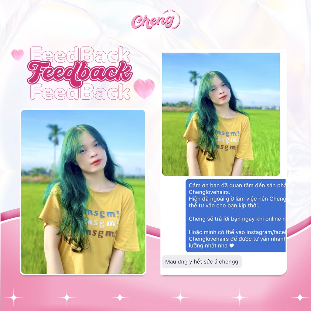Thuốc nhuộm tóc XANH RÊU không cần thuốc tẩy tóc Chenglovehairs, Chenglovehair