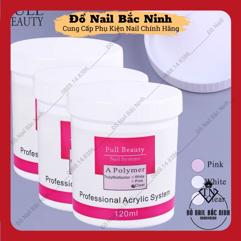 Bột Ez Flow Đắp Móng Làm Hoa Nail, Bột Dẻo Sẵn 3 Màu Pink, Clear, White Hũ 120ml