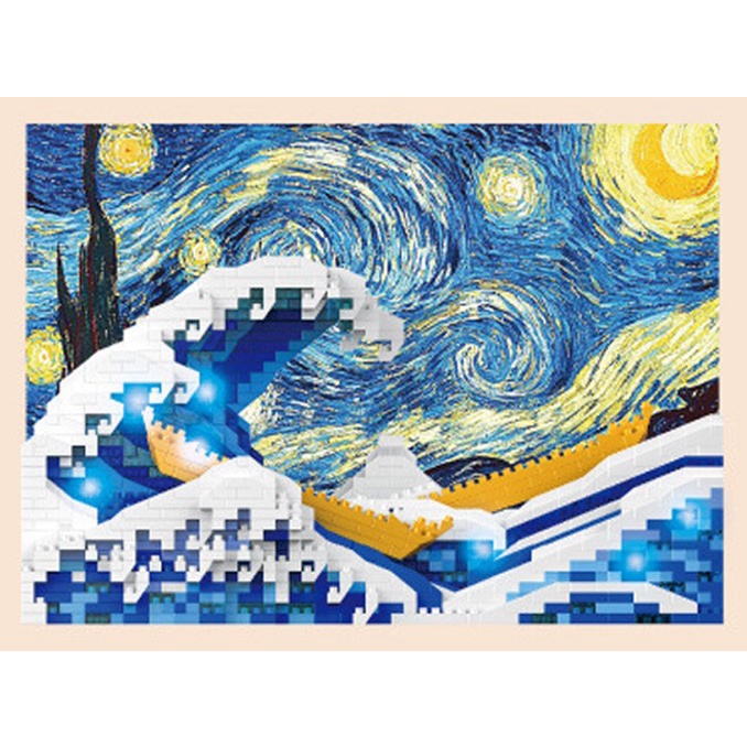 (HCM ) Lego Nanoblock - Đồ chơi lắp rắp mô hình 3D Decor The great wall of kanagawa [HÀNG SẲN]
