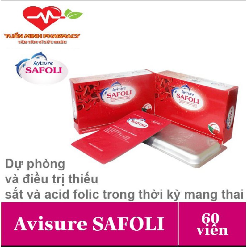 Sắt Avisure Safoli 60 viên và canxi Avisure Hical 60 viên cho bà bầu