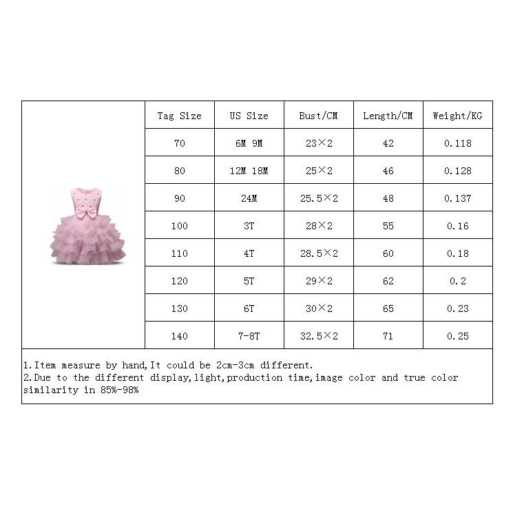 Đầm Công Chúa Đính Hoa 9 Màu Xinh Xắn Cho Bé Gái 1-2 Tuổi