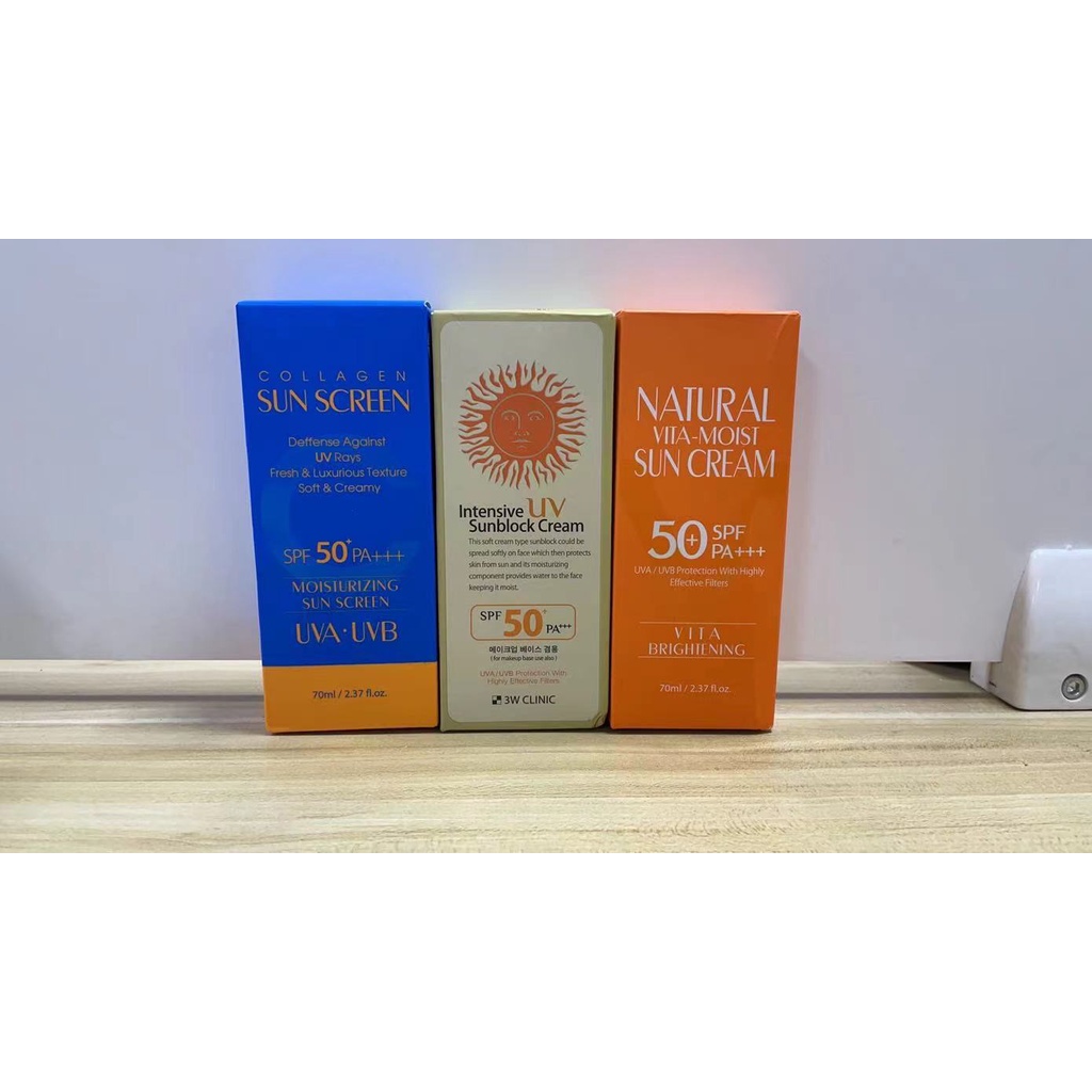 Kem Chống Nắng 3W Clinic Chứa Vitamin Tự Nhiên Giúp Dưỡng Ẩm Ngăn Ngừa Tia UV SPF50 PA + + +