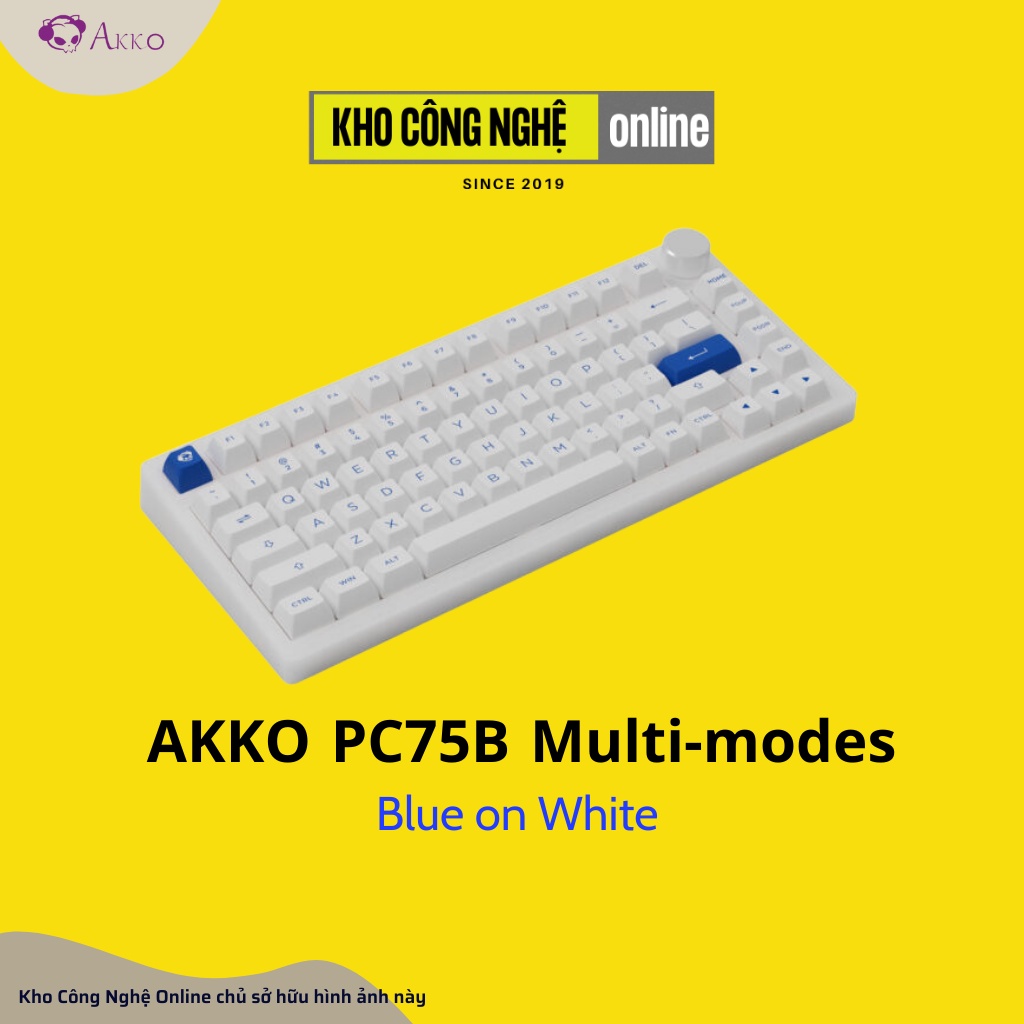 Bàn phím AKKO PC75B Plus Blue on White (Bluetooth 5.0 / Wireless 2.4Ghz / Hotswap / Foam tiêu âm / AKKO CS Jelly switch)