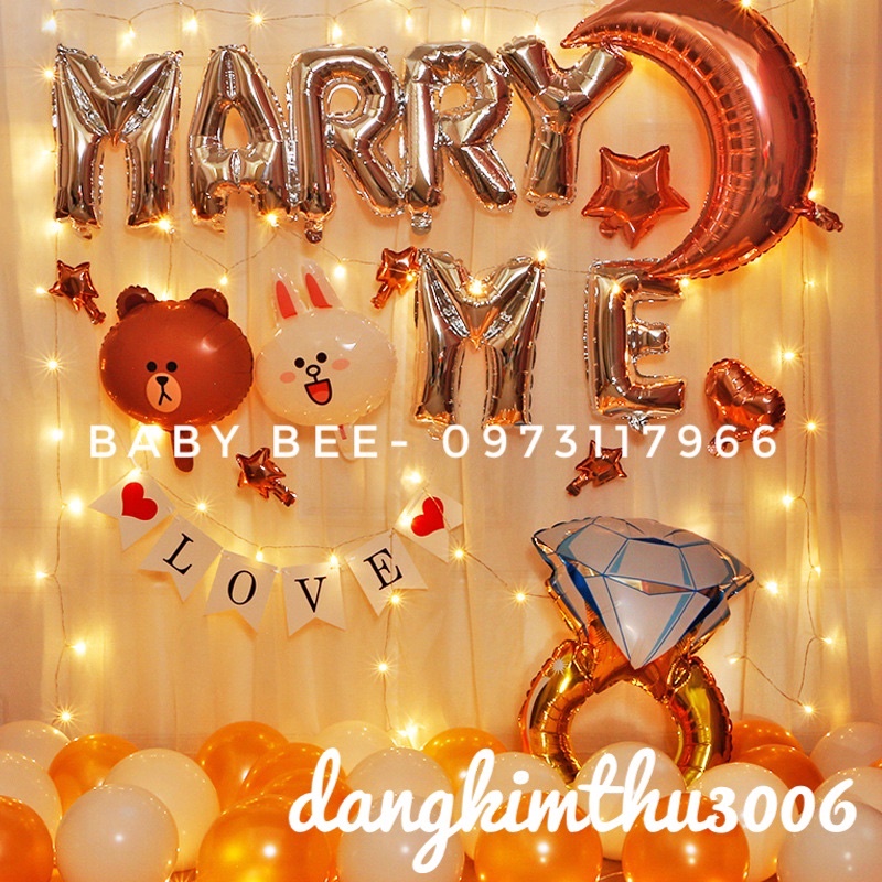 Set Bóng Trang Trí Tỏ Tình, Cầu Hôn, MARRY ME Siêu Lãng Mạn