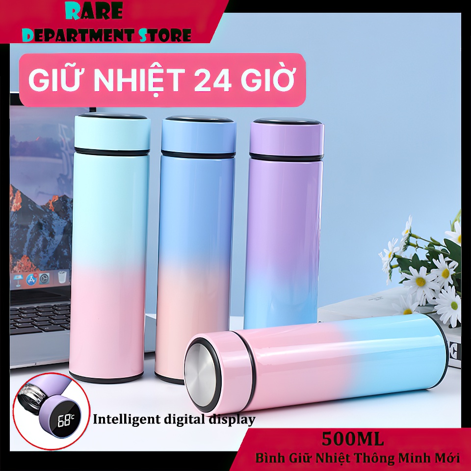 Bình Giữ Nhiệt Thông Minh Mới 500ML Bình Chân Không Cách Nhiệt 304 Thép Không Gỉ Chai Nước LED Màn Hình Màn Hình