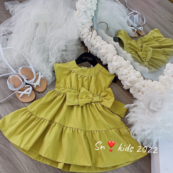 Váy bé gái, váy thô nơ xinh bánh bèo SN 2 màu siêu hot cho bé size 10-35kg