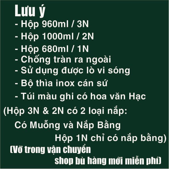 {Tự chọn - Tự ghép bộ / Mua lẻ} Hộp cơm  - Hộp đựng thức ăn bằng thủy tinh - Bộ thìa cán sứ - Túi giữ nhiệt