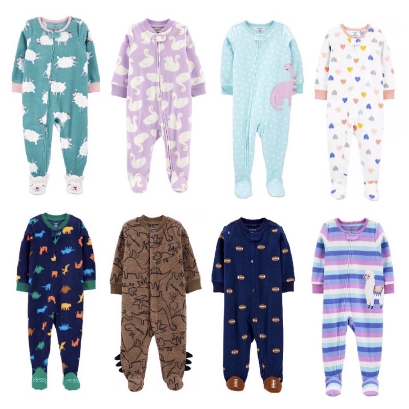 Sleepsuit Nỉ, Body Nỉ Băng Lông Liền Tất Vớ Hãng Carterr Xuất Dư Siêu Đẹp Cho Bé 0-24m