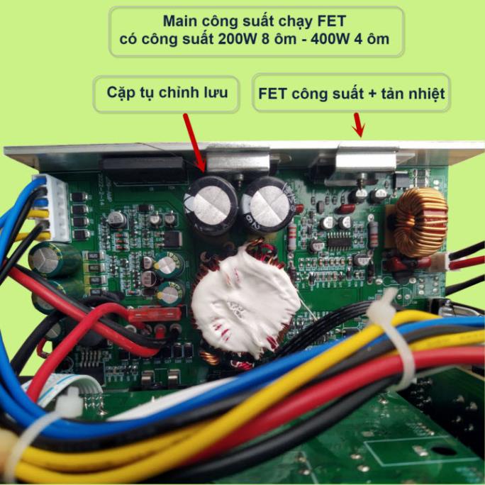 Mạch loa kéo 5 tấc đơn 3 đường tiếng Reverb DSP chạy FET công suất 200W 8 ôm – 400W 4 ôm - VR Ngang