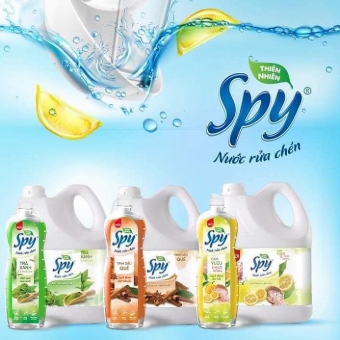 Nước rửa chén SPY 760ml nước rửa chén 3 mùi hương cam trà quế thành phần từ thiên nhiên an toàn tuyệt đối với sức khỏe