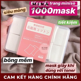 1000 miếng bông tẩy trang, bông tẩy trang miniso nội địa nhật/ 100% cotton