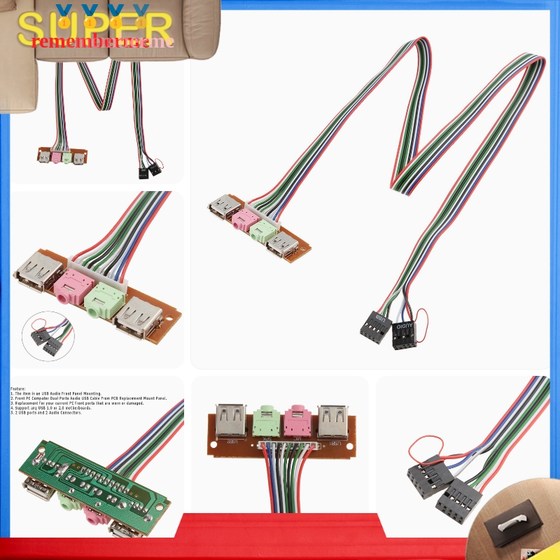 [rememberme]I/0 Audio Output Input Dual USB Front Panel Board Cable USB Audio Front Panel Mounting f