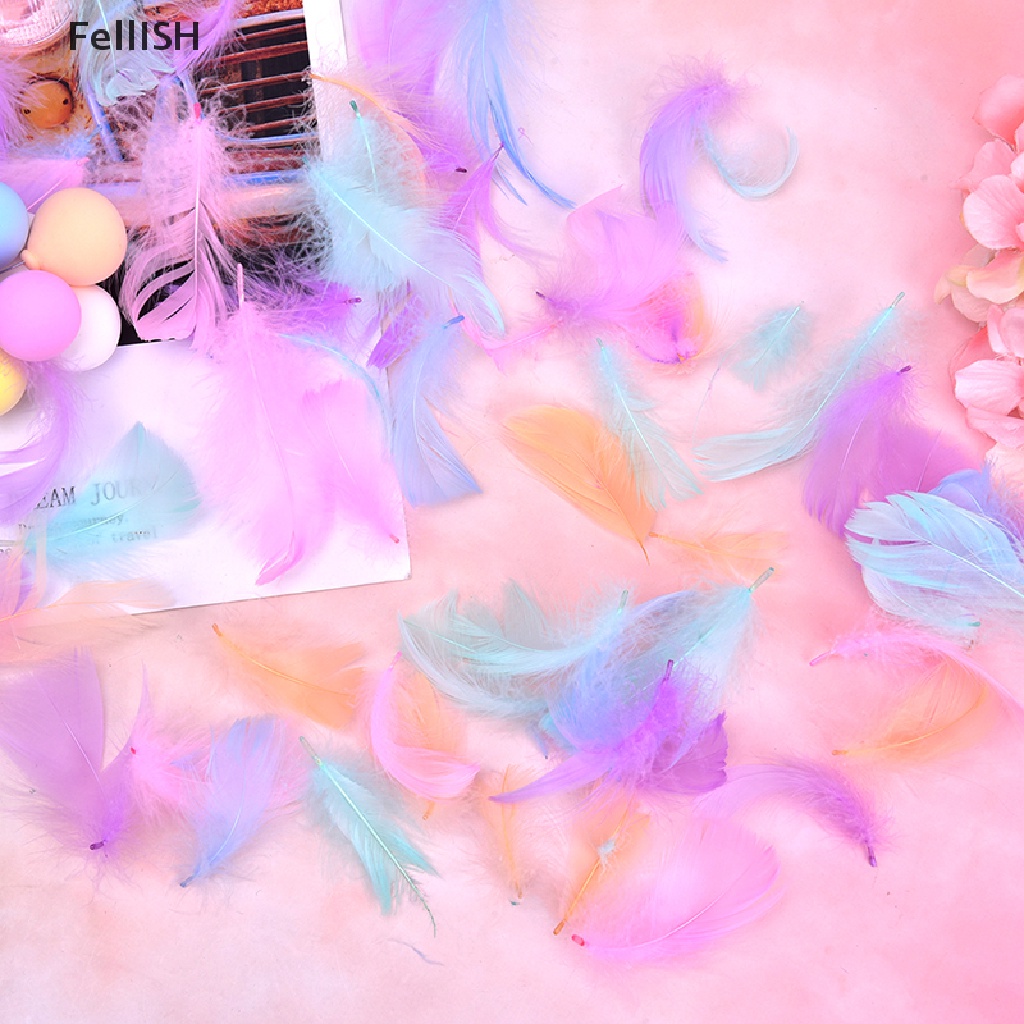 Bộ 100 Lông Vũ Nhiều Màu Sắc Dùng Trang Trí Hộp Quà DIY 439br