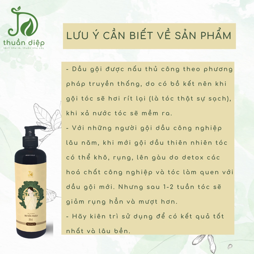 Dầu gội Bồ Kết Huyền Thảo giảm rụng cấp tốc, mọc tóc Handmade mùi hương nhu Thuần Diệp