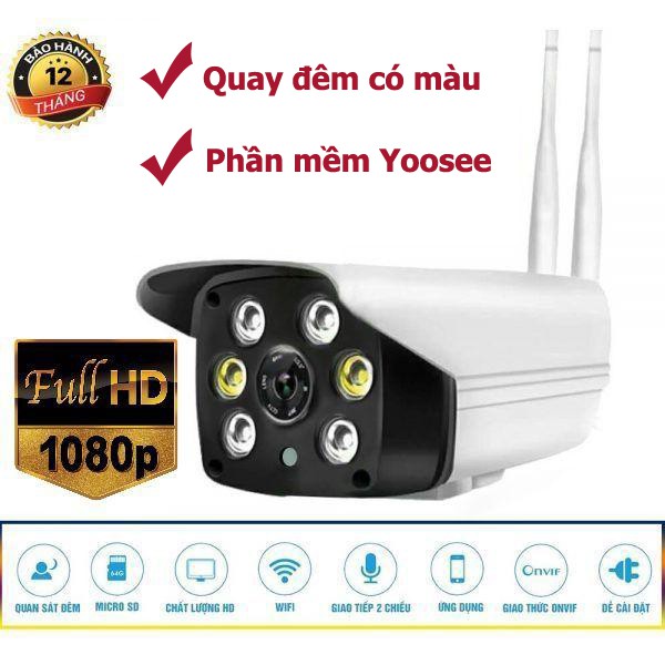 Camera Wifi IP ngoài trời Yoosee 1080P 2.0 Quay đêm có màu