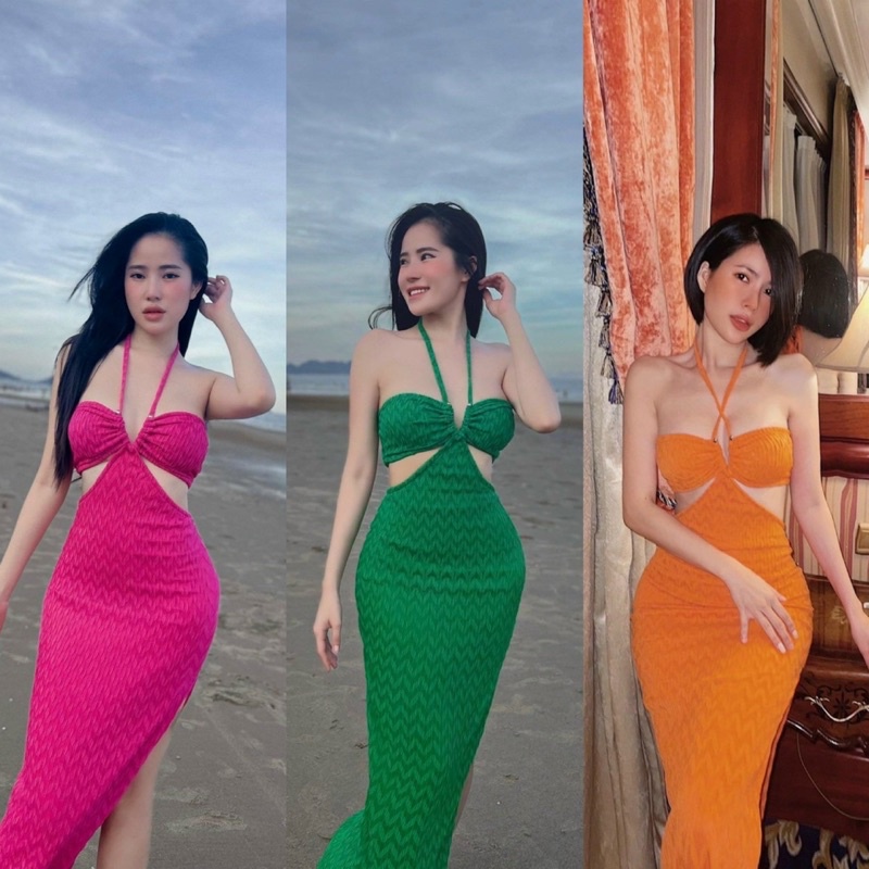 Đầm Maxxi 2 Dây Babidoll Đũi Hoa Nhí Trắng Fom Rộng