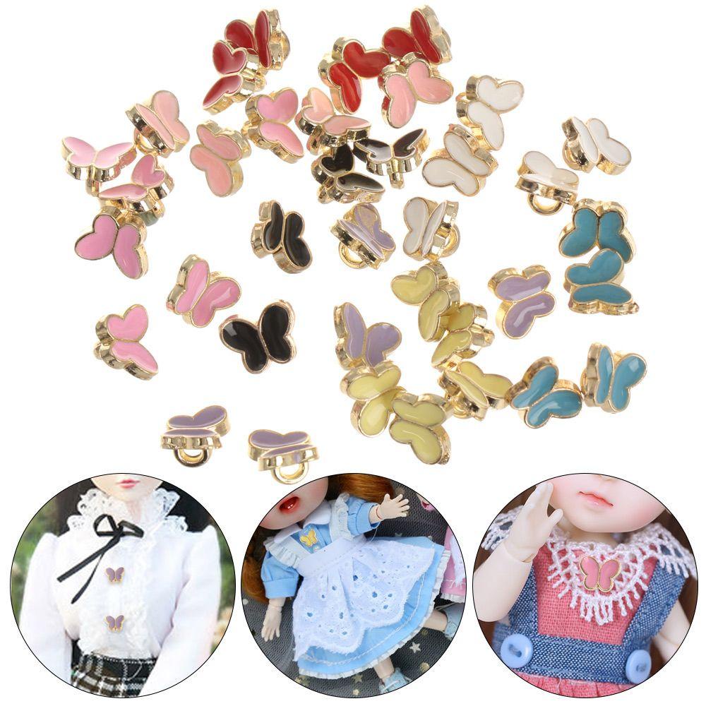 Set 20 Nút Mini Họa Tiết Bướm Làm Quần Áo Búp Bê