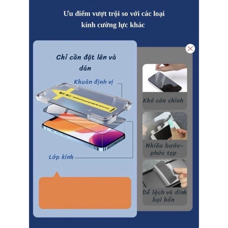 ❤️ Kính cường lực tự dán siêu dễ cho điện thoại IP 14promax, 14pro,14,13,13promax...hiệu Blue arrow
