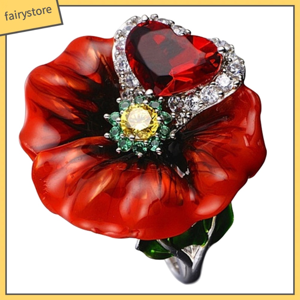 Nhẫn cưới đính đá ruby nhân tạo hình trái tim kiểu dáng sành điệu