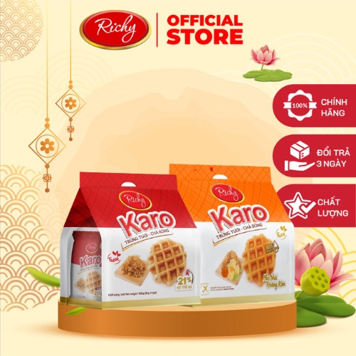 Combo Bánh KARO Hoàng Kim Richy và Bánh Trứng Tươi Chà Bông ăn sáng