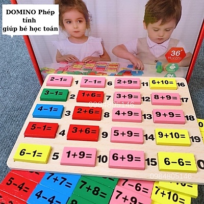 Domino quân thẻ học cộng trừ bằng gỗ 100% an toàn cho bé