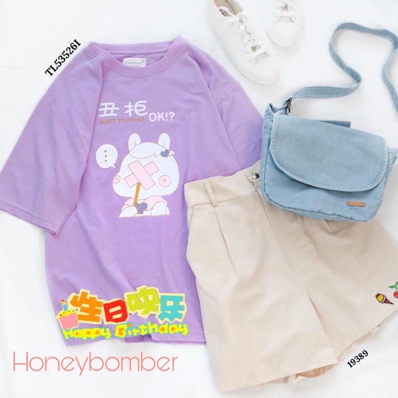Set áo thêu hình + quần kaki ngộ nghĩnh