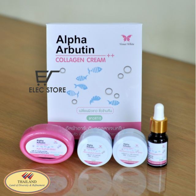 Set dưỡng trắng da mặt Alpha Arbutin Collagen cream 4in1