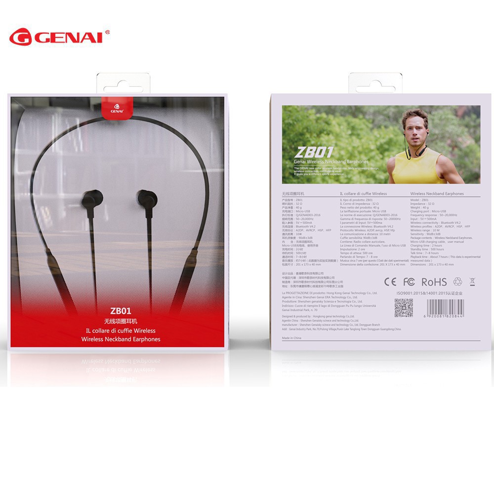 [Chính Hãng] Tai nghe Sport Headphone nhét tai   Bluetooth 4.2 GENAI, dung lượng pin lớn_GN-ZB01[backup]