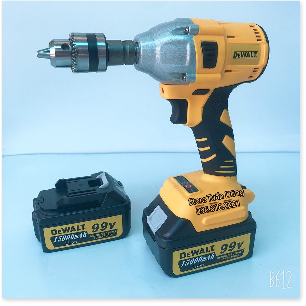 Siết bulong DEWALT 99V 2 pin không chổi than 100% đồng - Máy xiết Bu Lông TẶNG Full phụ kiện