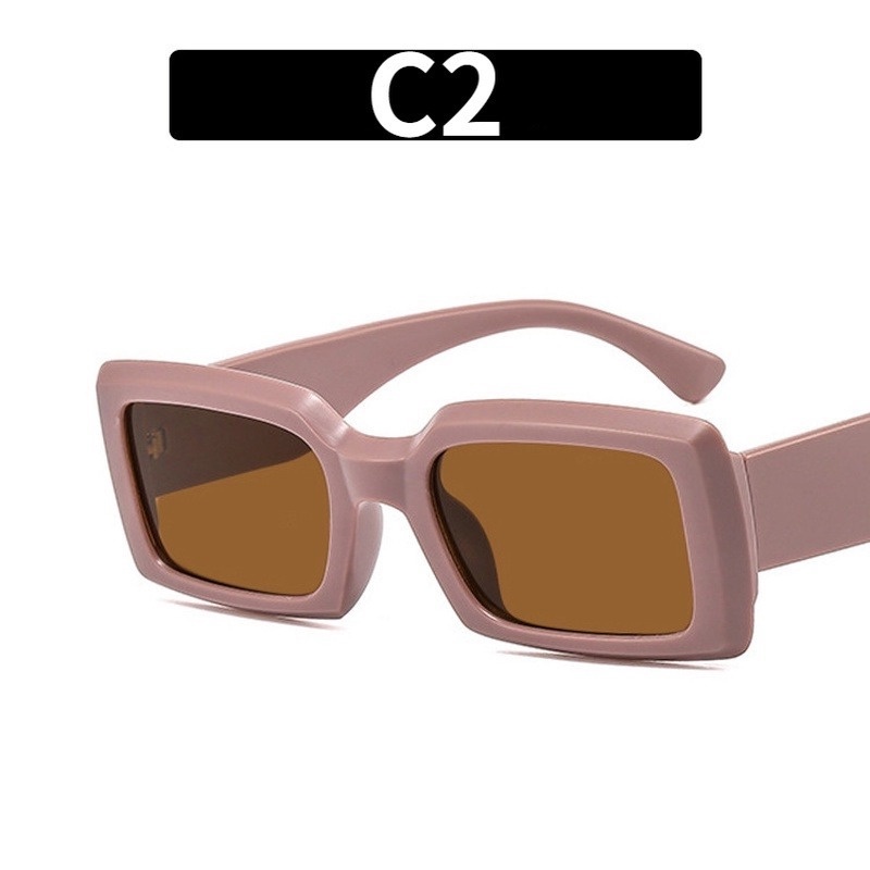 (KIQI-FASHION) COD Kính Mát Hình Chữ Nhật Chống Tia Uv400 Phong Cách Hip Hop Thời Trang Cho Nữ