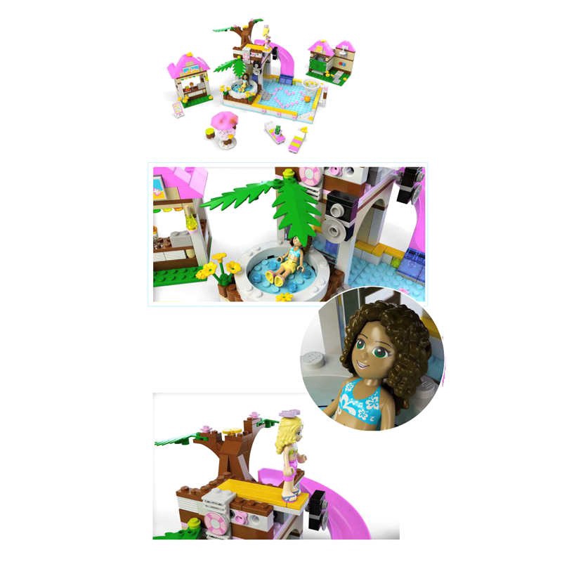 Đồ chơi mô hình tương thích cho trẻ em Phụ kiện tự làm khối lego Heartlake City Khối xây dựng hồ bơi Dòng quà tặng Phụ kiện cô gái