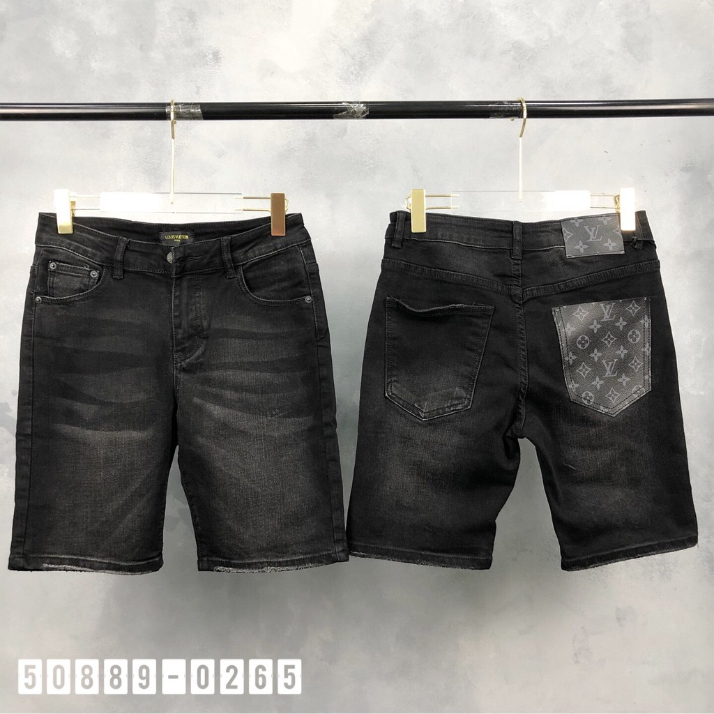 Quần bò ngố LxV vá da túi ,quần short jean chất co giãn nhẹ có đủ sz 40-75kg mặc phong cách cá tính hot trend 50889