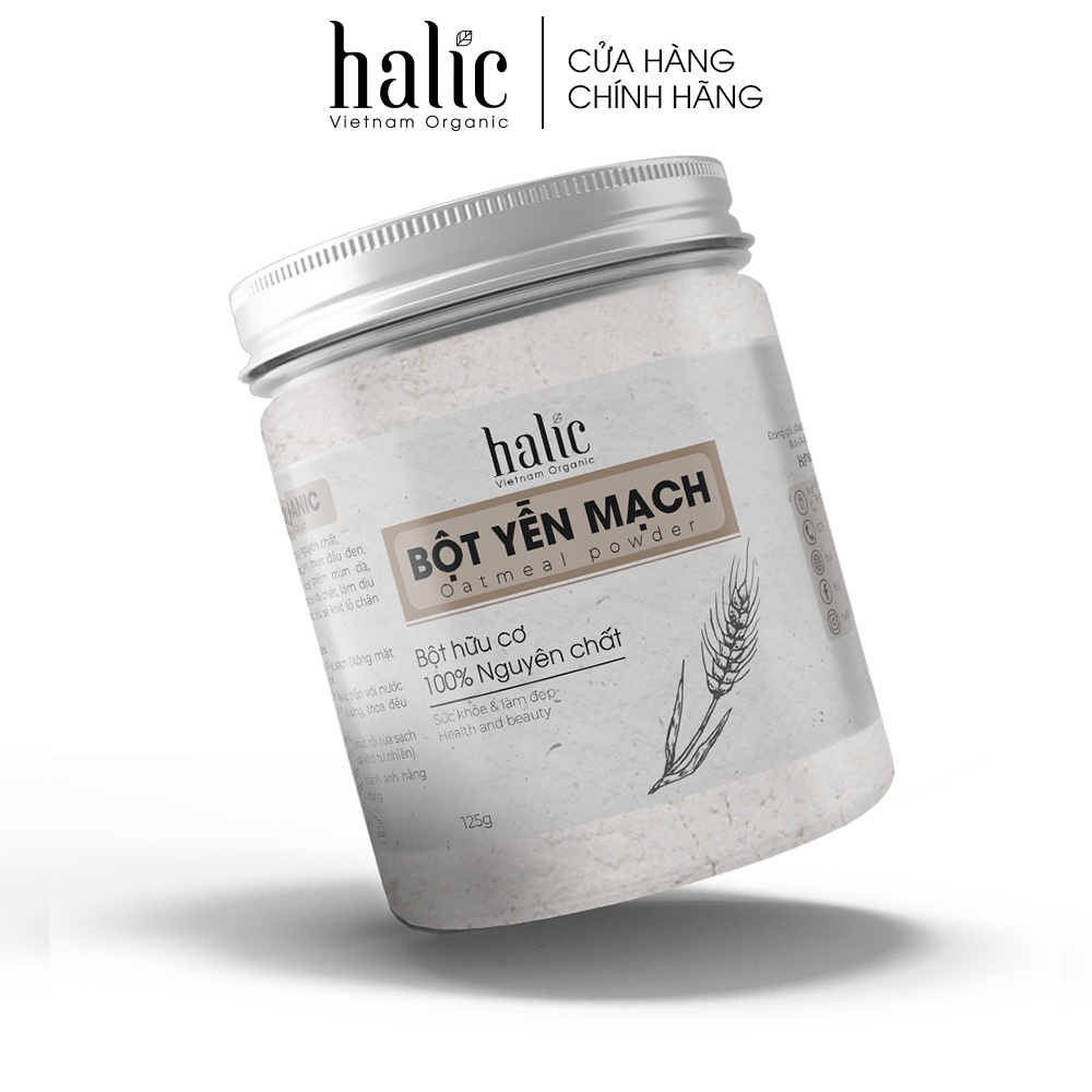 Bột Yến Mạch đắp mặt nạ nguyên chất Halic Organic 125G chống lão hóa da, ngừa mụn, làm trắng sáng da hiệu quả