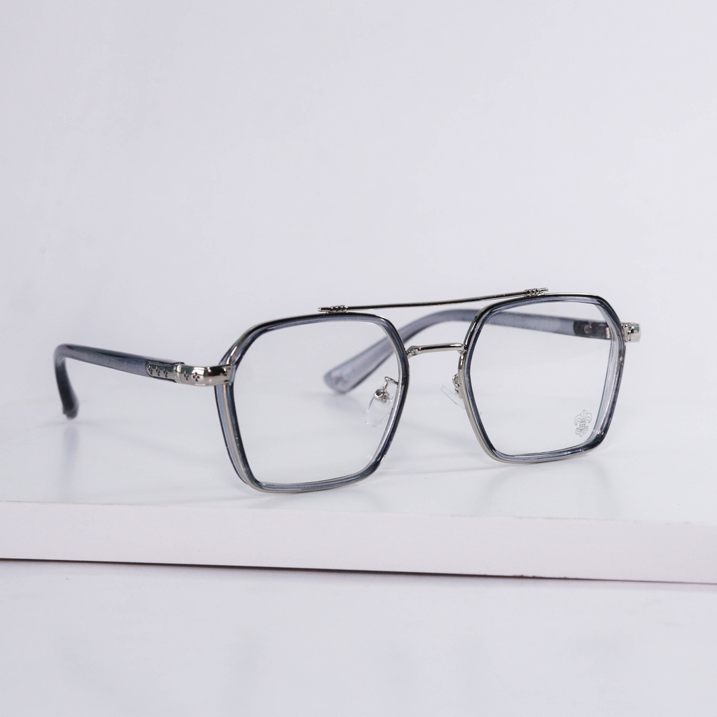 Gọng kính Chrome Hearts thời trang nam nữ mắt vuông to không độ tròng cao cấp