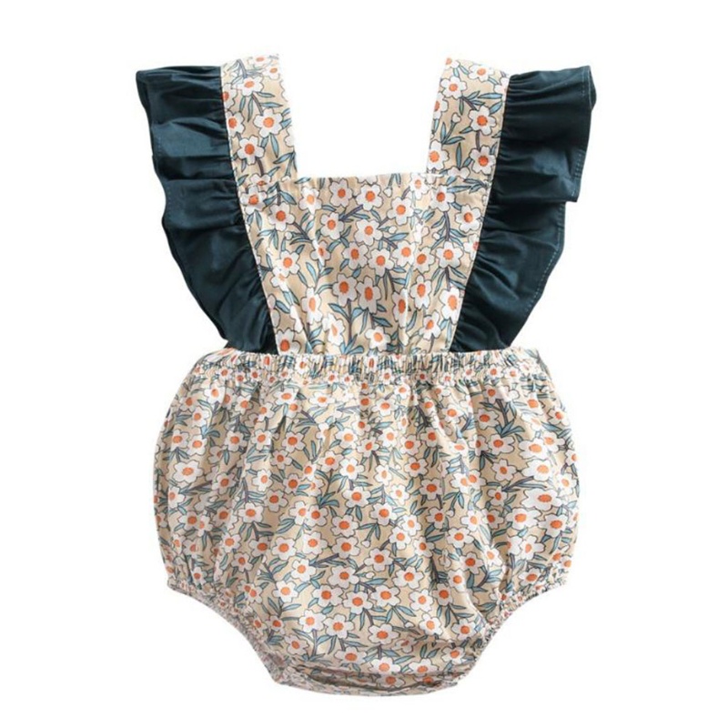 Bộ Áo Liền Quần Không Tay Hở Lưng Phối Bèo Dễ Thương Thời Trang Mùa Hè Cho Bé Sơ Sinh